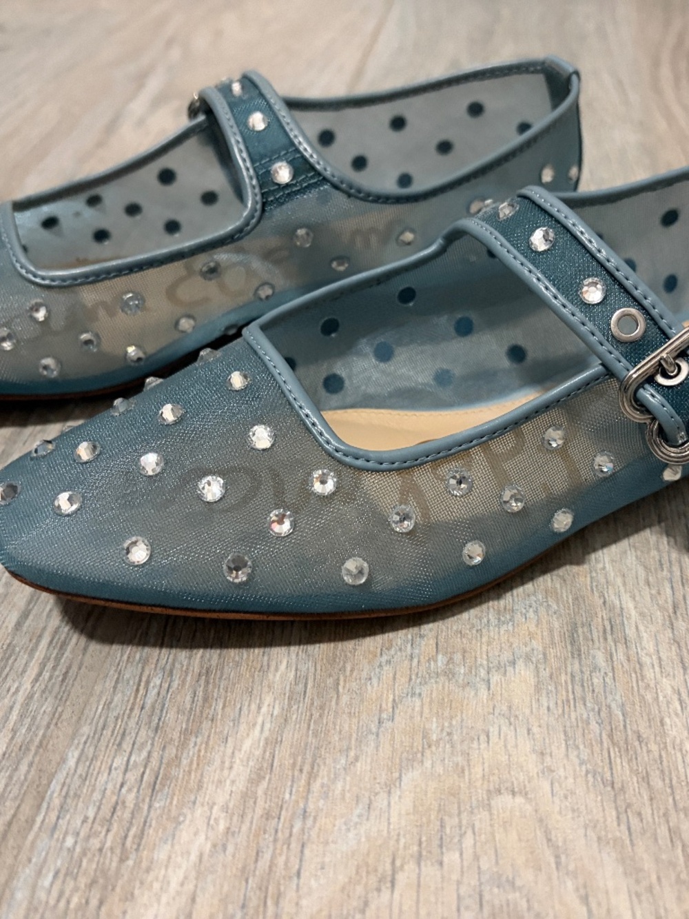 LIKE NEW! Women's Sam Edelman Michaela Shine Blue Rhinestone Flat - 8 - Picture 6 of 13